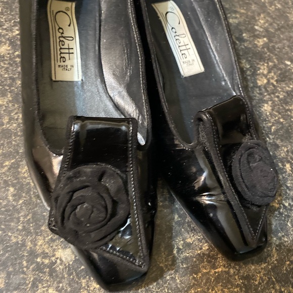 COLETTE Italian Made Black Patten Heel Loafers Shoes Size  6 - Picture 7 of 12